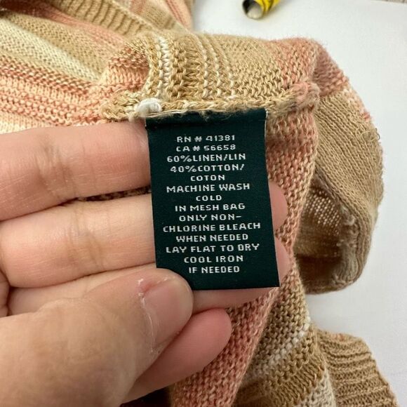 Lauren Ralph Lauren Striped Orange Linen Cotton Knit Tunic Sweater 3/4 sleeve M - Picture 7 of 9